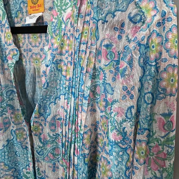 Ruby Rd. top blouse 3x floral pastel colorful light weight NWT - Picture 14 of 15